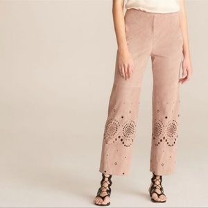 NWT REBECCA TAYLOR SUEDE LASER CUT PANTS